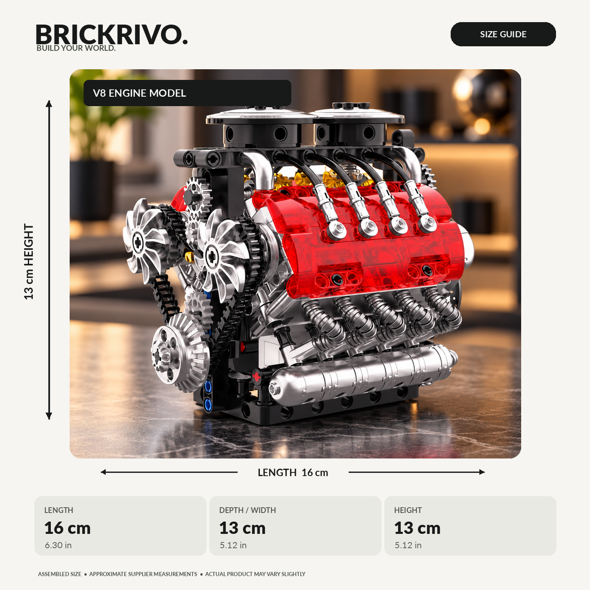BRICKRIVO Redline V8 Engine Building Set